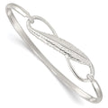 Sterling Silver Infinity w/Feather Bangle Bracelet, 3.5 mm