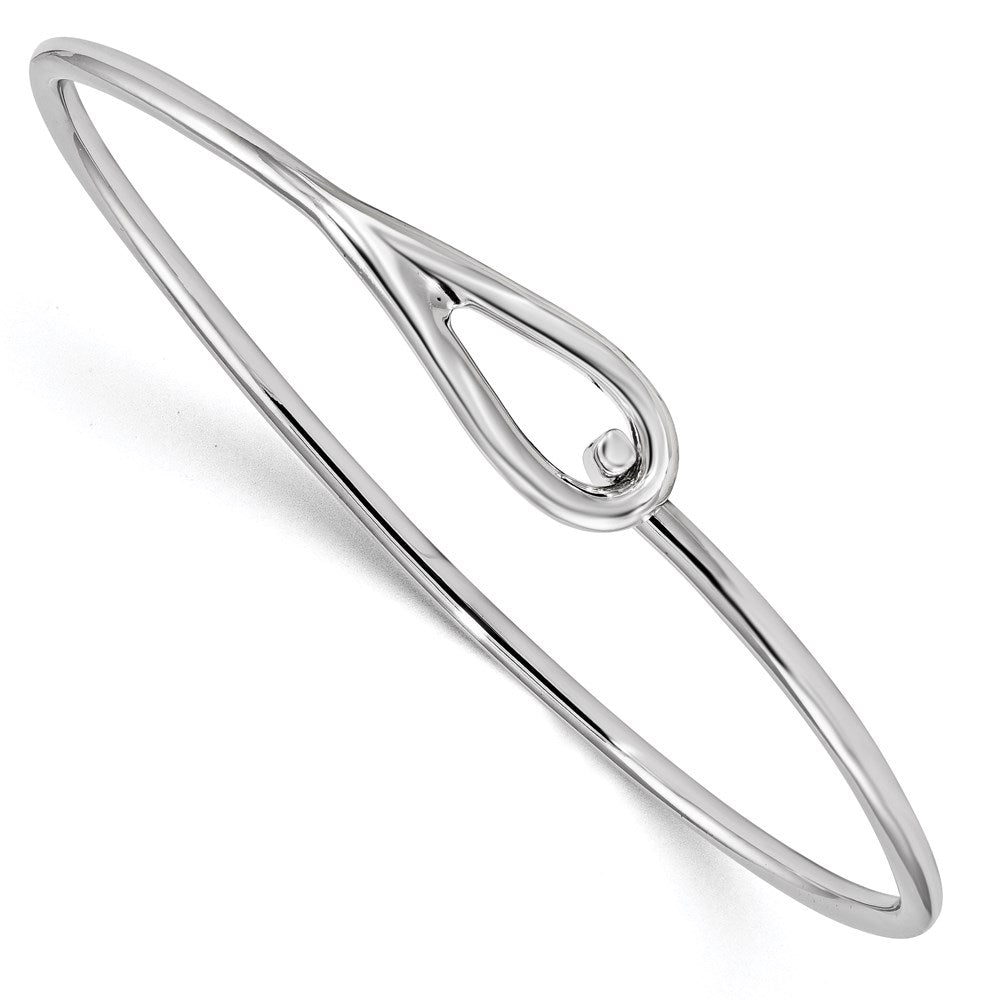 Sterling Silver Rhodium-plated Polished Bangle, 2.4 mm
