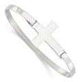 Sterling Silver Polished Cross Bangle, 7 x 4.2 mm