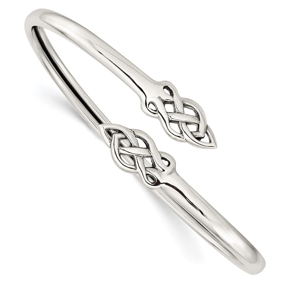 Sterling Silver Celtic Flexible Bangle Bracelet, 4 mm