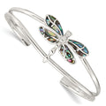 Sterling Silver Abalone Dragonfly Bangle Bracelet, 21 mm