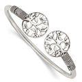 Sterling Silver Polished Tree Antiqued Flexible Bangle, 2.8 mm