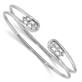Sterling Silver Rhodium-plated CZ Cuff Bangle, 8.4 mm