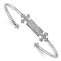 Pure Fire Sterling Silver Rhodium-plated CZ Cross Cuff Bangle, 2.5 mm