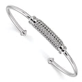 Pure Fire Sterling Silver Rhod-plated CZ Cuff Bangle, 2.6 mm