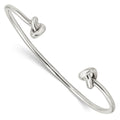 Sterling Silver Polished Knotted Ends Cuff Bangle, 7 mm