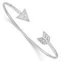 Sterling Silver Rhodium-plated CZ Arrow Cuff Bangle, 1.55 mm