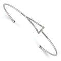 Sterling Silver Rhodium-plated CZ Triangle Cuff Bangle, 1.3 mm