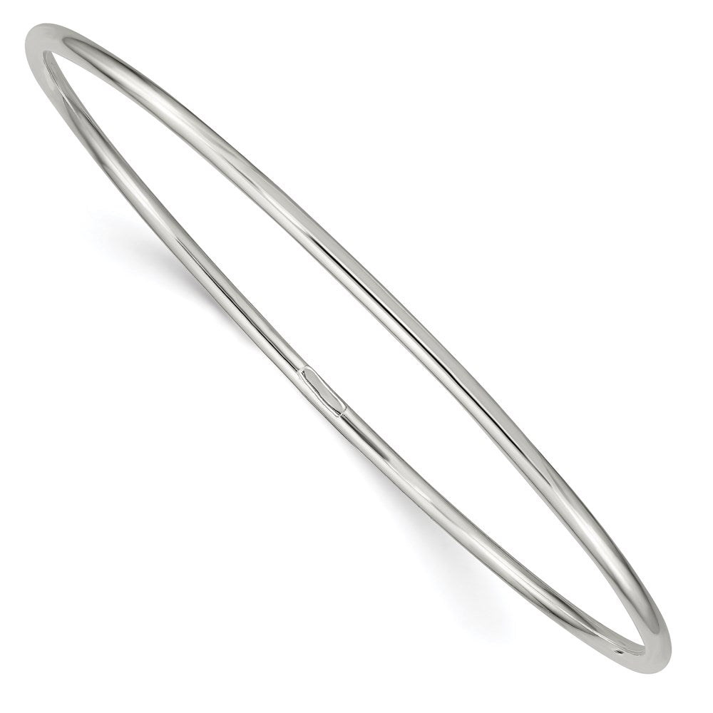 Sterling Silver Rhodium-plated 2mm Slip-on Bangle Bracelet, 8 x 2 mm
