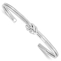 Sterling Silver Rhodium-plated Polished Knot Cuff Bangle, 3.7 mm