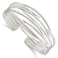 Sterling Silver Polished Multi-strand Cuff Bangle, 8 x 26.4 mm