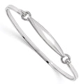 Sterling Silver Rhodium-plated Polished Children's ID Bangle Bracelet, 5.5 x 5 mm