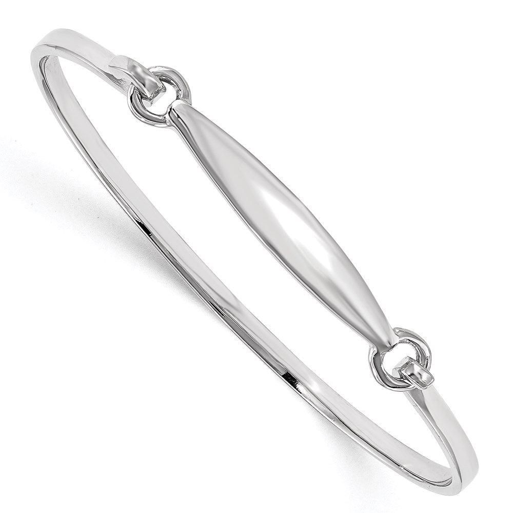 Sterling Silver Rhodium-plated Polished Children's ID Bangle Bracelet, 5.5 x 5 mm