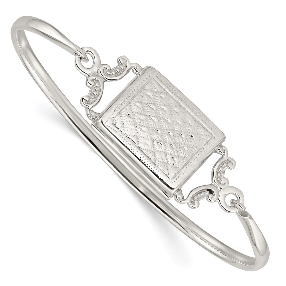 Sterling Silver Polished Rectangular 20mm Locket Bangle, 3.25 mm