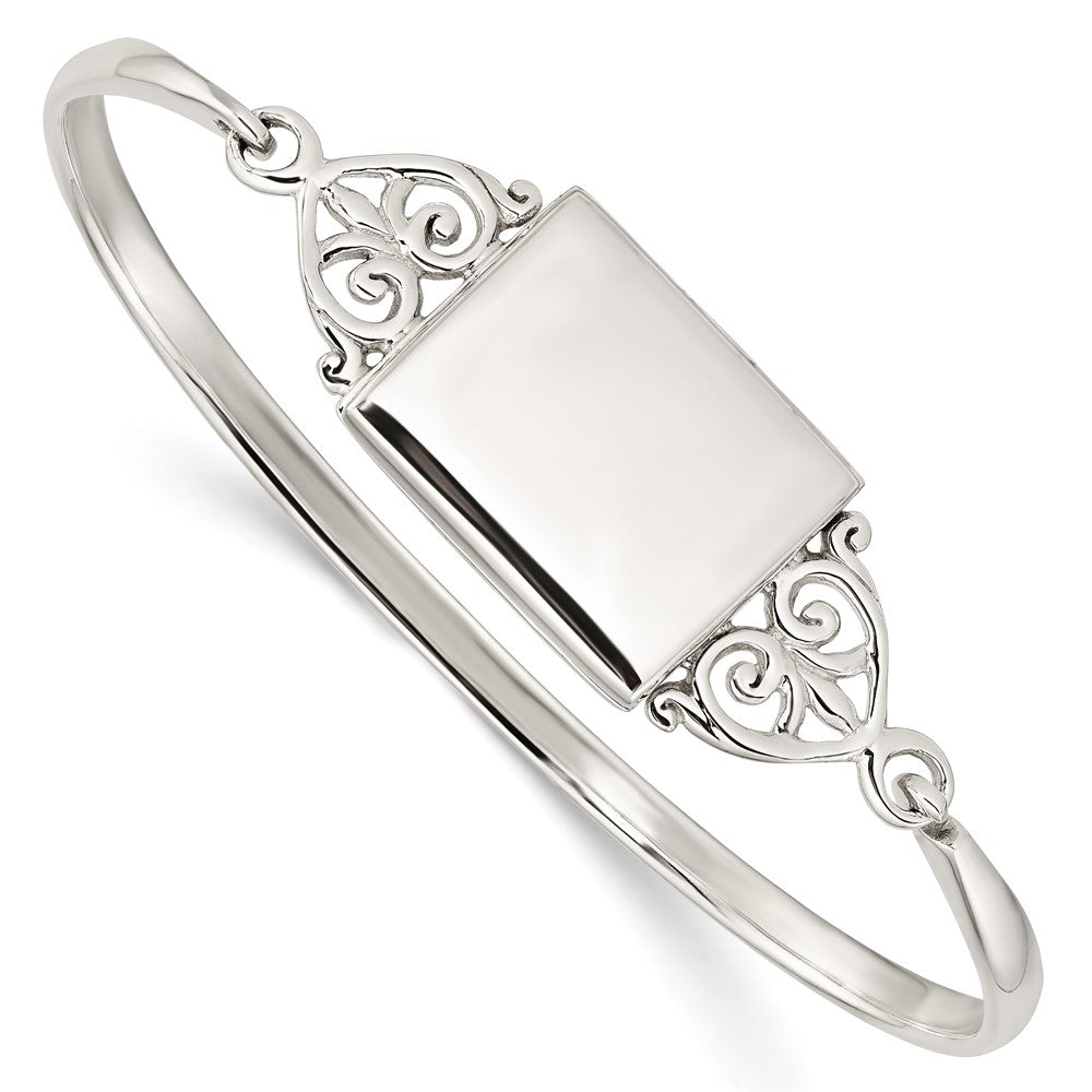 Sterling Silver Polished Rectangular 20mm Locket Bangle, 3.55 mm
