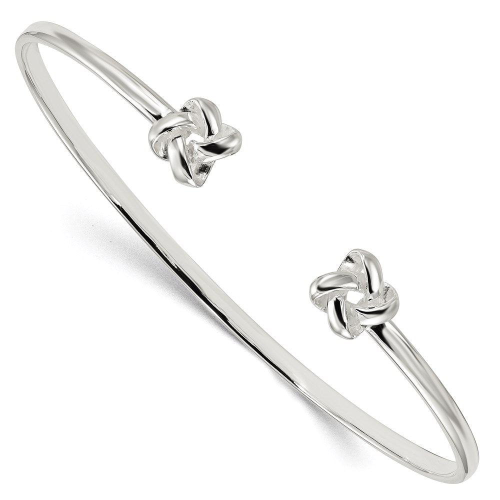 Sterling Silver Polished Love Knot Cuff Bracelet, 2.9 mm