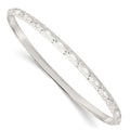 Sterling Silver Diamond Cut Patterned Slip-on Bangle, 8 x 3.4 mm