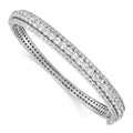 Sterling Shimmer Sterling Silver Rhodium-plated 116 Stone CZ Hinged Bangle Bracelet, 7.25 mm