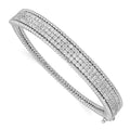 Sterling Shimmer Sterling Silver Rhodium-plated 137 Stone CZ Hinged Bangle Bracelet, 8.6 mm