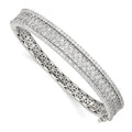 Sterling Shimmer Sterling Silver Rhodium-plated 215 Stone Pav‚ CZ Hinged Bangle Bracelet, 9.5 mm