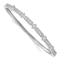 Sterling Shimmer Sterling Silver Rhodium-plated 25 Stone CZ Hinged Bangle Bracelet, 5.4 mm