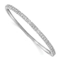 Sterling Shimmer Sterling Silver Rhodium-plated 29 Stone CZ Hinged Bangle Bracelet, 3.7 mm