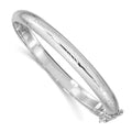 Sterling Silver Rhodium-plated 7mm Diamond-cut Fancy Hinged Bangle Bracelet, 7.5 x 7 mm