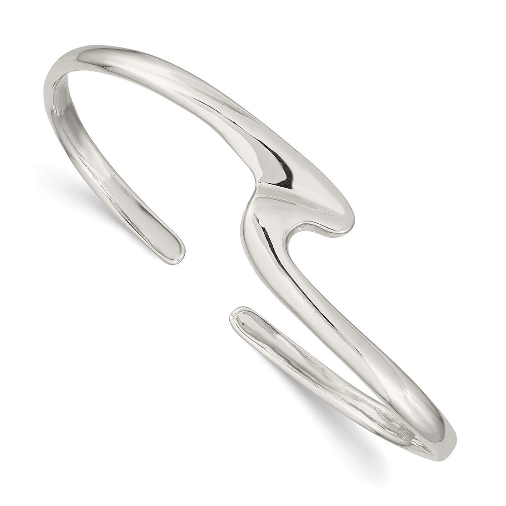 Sterling Silver Polished Fancy Cuff Bangle Bracelet, 11 mm