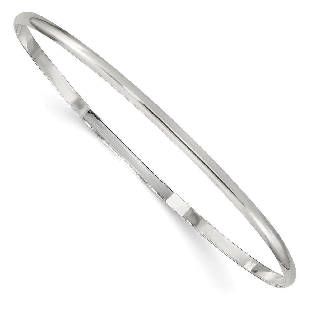Sterling Silver 2.25mm Solid Polished Plain Slip-On Bangle Bracelet, 7.25 x 2.25 mm