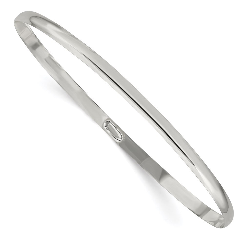 Sterling Silver 3mm Solid Polished Plain Slip-On Bangle Bracelet, 7 x 3 mm