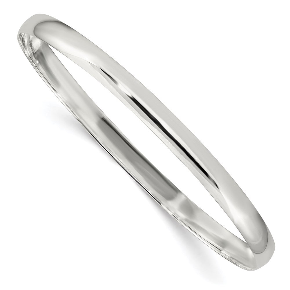 Sterling Silver 4.5mm Solid Polished Plain Slip-On Bangle Bracelet, 7.5 x 4.5 mm