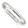 Sterling Silver 7mm Solid Polished Plain Slip-On Bangle Bracelet, 7.25 x 7 mm