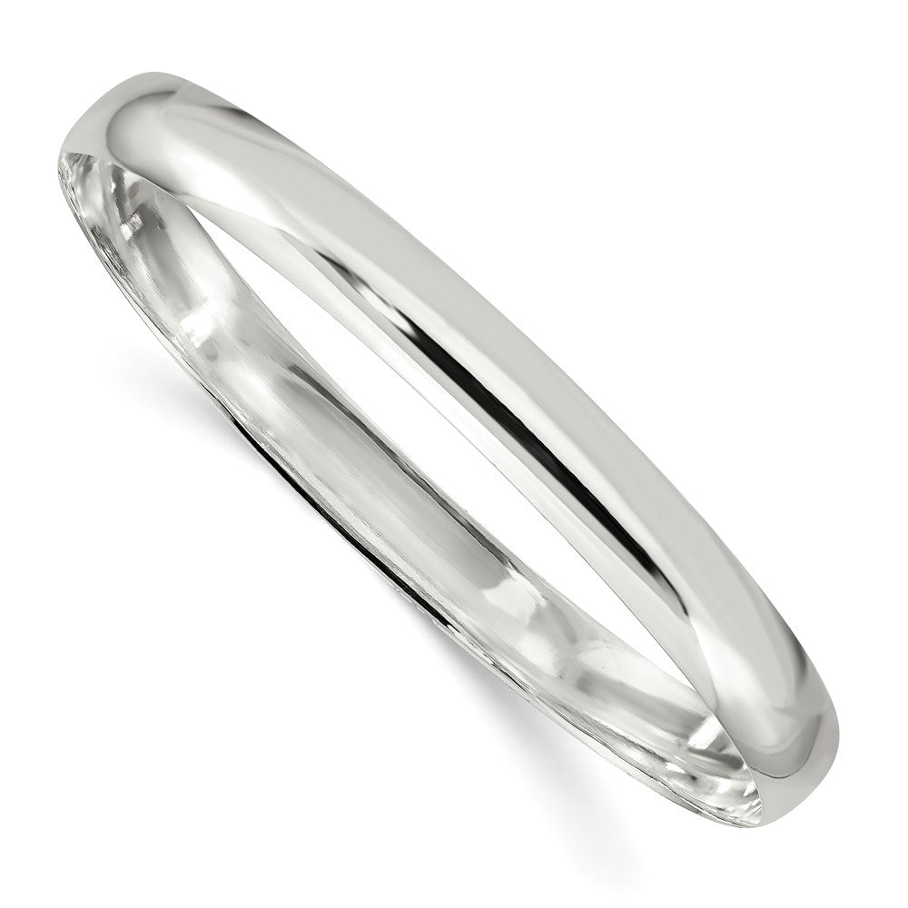Sterling Silver 7mm Solid Polished Plain Slip-On Bangle Bracelet, 7.25 x 7 mm