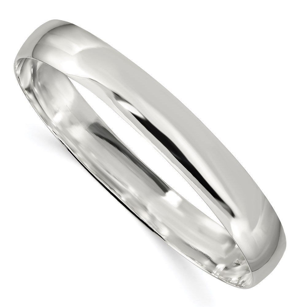 Sterling Silver 9.75mm Solid Polished Plain Slip-On Bangle Bracelet, 7.5 x 9.75 mm
