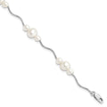 Sterling Silver Rhodium-plated 3-6mm White Near-Round Freshwater Cultured Pearl 7.25 inch Bracelet, 7.25 mm