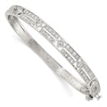 Sterling Silver Rhodium-plated CZ Hinged Bangle, 6.75 x 6 mm