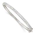 Sterling Silver Rhodium-plated CZ Hinged Bangle Bracelet, 8 x 5 mm