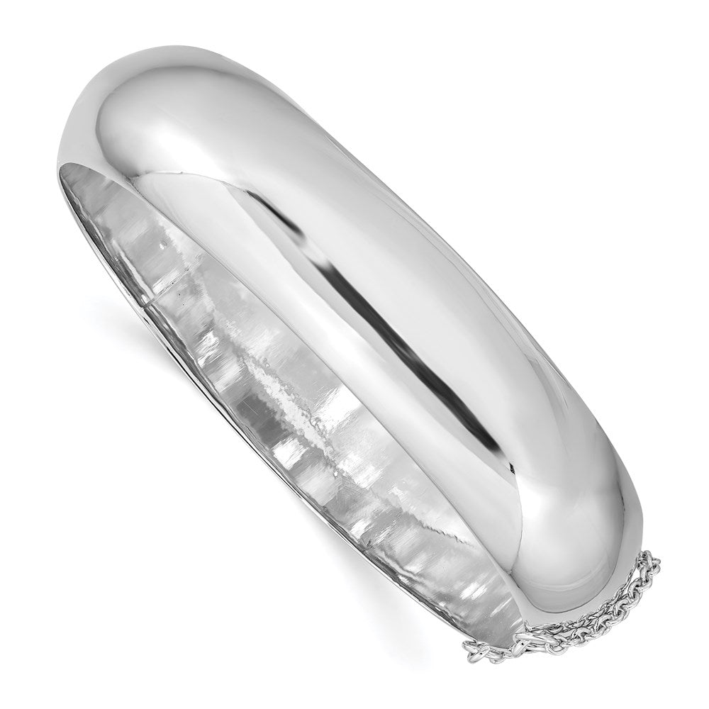 Sterling Silver Rhodium-plated 15mm Fancy Hinged Bangle Bracelet, 15 mm