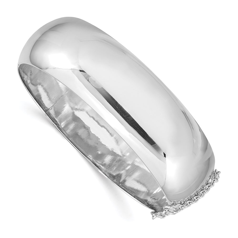 Sterling Silver Rhodium-plated 20mm Fancy Hinged Bangle Bracelet, 7.25 x 20 mm