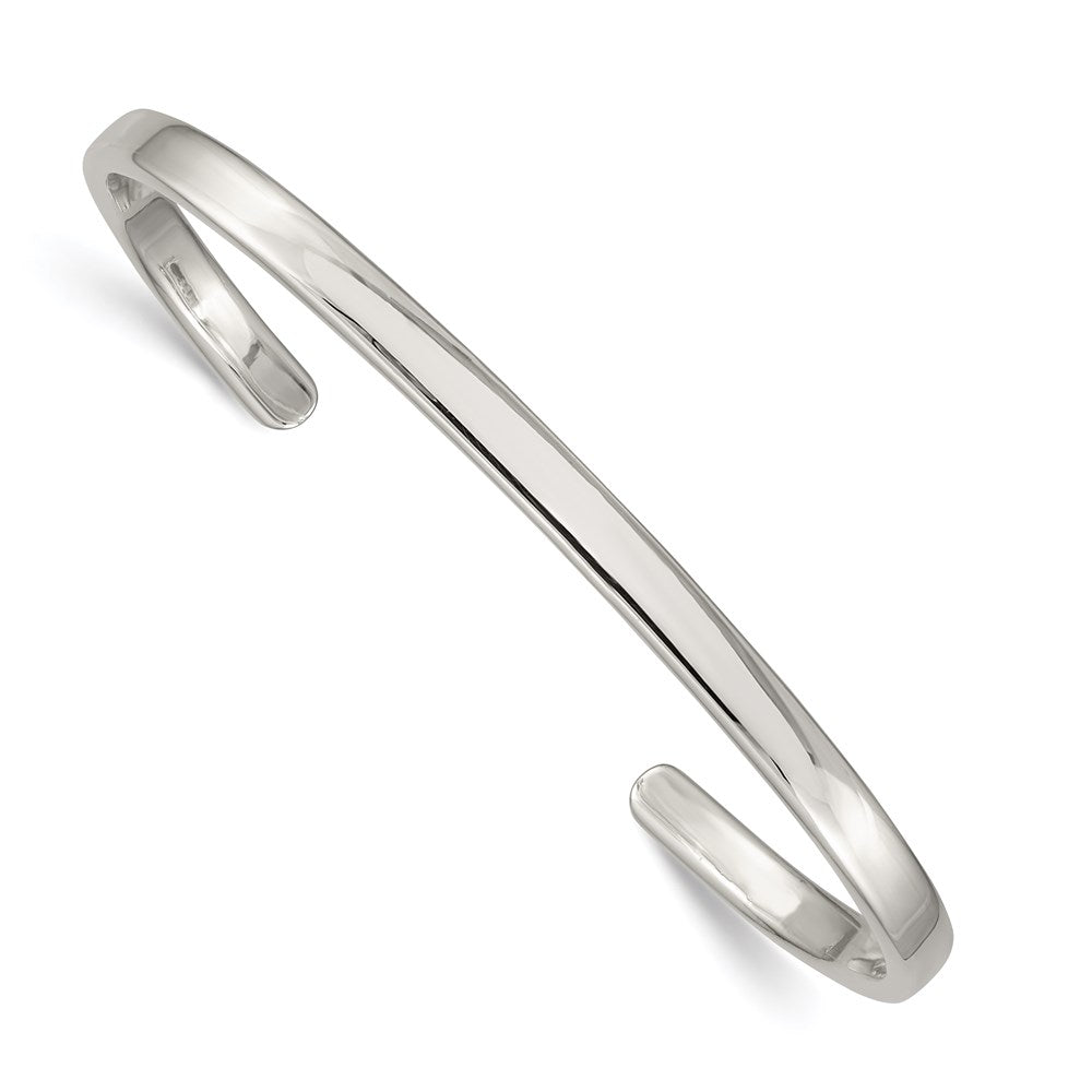 Sterling Silver 4mm Cuff Bangle, 7 x 4 mm
