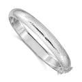 Sterling Silver Rhodium-plated 9.5mm D/C Fancy Hinged Bangle Bracelet, 9.5 mm