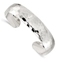 Sterling Silver 13.5mm Hammered Cuff Bangle, 13.5 mm