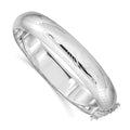 Sterling Silver Rhodium-plated D/C 12mm Fancy Hinged Bangle Bracelet, 12 mm