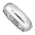 Sterling Silver Rhodium-plated D/C 20mm Hinged Bangle Bracelet, 7 x 20 mm