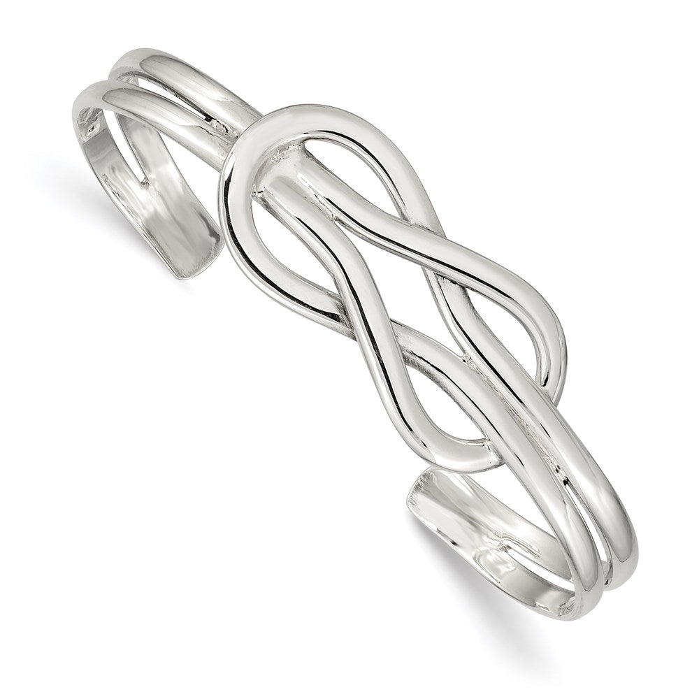 Sterling Silver Knot Design Cuff Bangle, 6 mm
