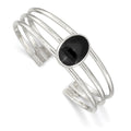 Sterling Silver Synthetic Onyx Three Strand Cuff Bangle Bracelet, 20 mm