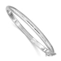 Sterling Silver Rhodium-plated 5mm D/C Hinged Bangle Bracelet, 7.25 x 5 mm
