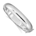 Sterling Silver Rhodium-plated 12.00mm Hinged Bangle Bracelet, 12 mm