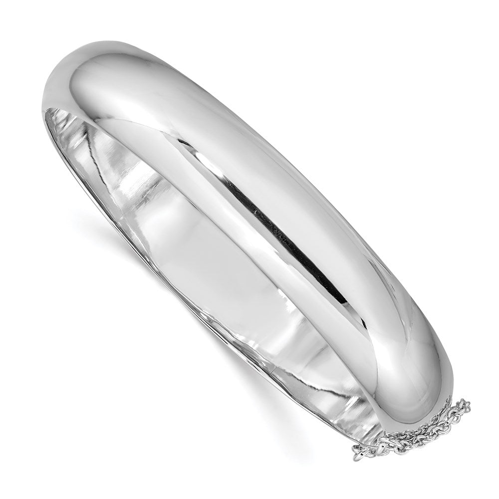 Sterling Silver Rhodium-plated 12.00mm Hinged Bangle Bracelet, 12 mm