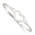Sterling Silver Heart Bangle Bracelet, 3 mm